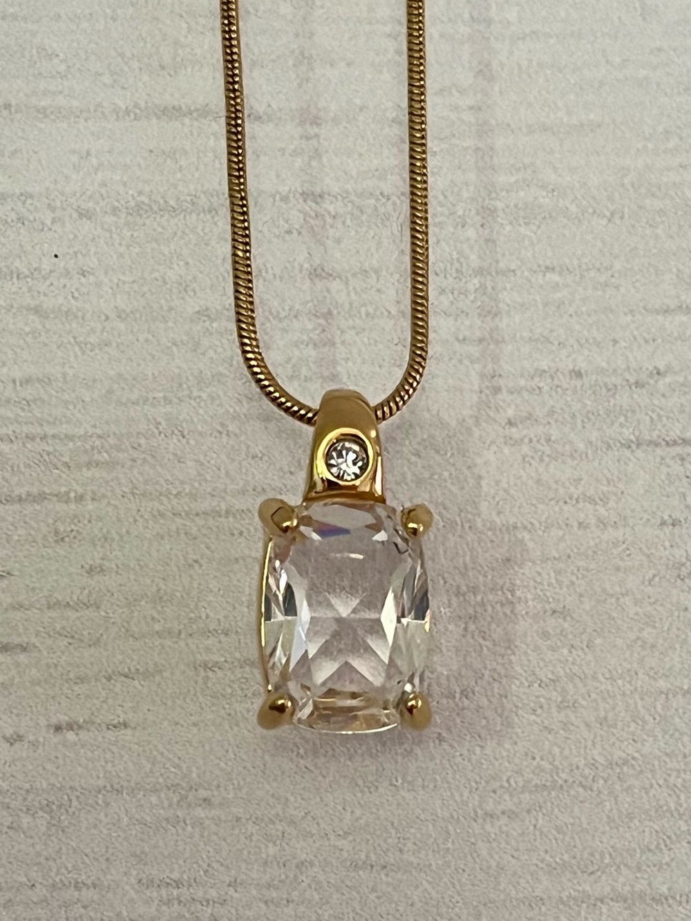 Swarovski gold-tone elongated cushion-cut crystal pendant necklace 15”17.5” - Picture 14 of 15
